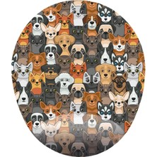 Hediye Labs Köpekler Şirin Kafalar Köpek Görselli - Bilek Destekli Oval - Köpekli Şık Mouse Pad