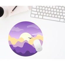 Hediye Labs Mor Desenli Yuvarlak Mouse Pad