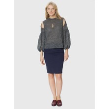 ROMAN Yırtmaç Detaylı  Mini Etek Lacivert K1856103_015