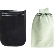 Neonova 2 Adet Kalın Siyah ve Beyaz Hamam Kesesi 25X17 cm