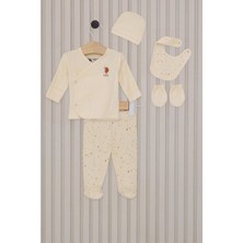 Budi U.s.polo Kız Bebek 5'li Zıbın Seti USB2107 Krem