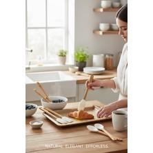 5'li Silikon Bambu Saplı Spatula Seti (Beyaz)