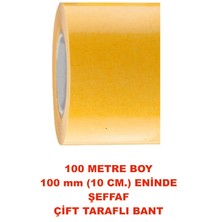 Çift Taraflı Şeffaf Sarı Bant 100 M. Uzunlukta 100 mm Eninde