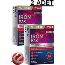2 Adet Nutraxin Iron Max 30 Adet Tablet - (Demir, Vitamin C, B6, Folik Asit, B12)