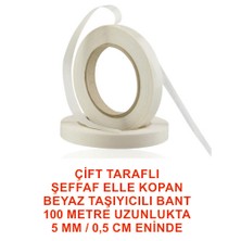 Çift Taraflı Elle Kopan Beyaz Bant 100 M. Uzunlukta 5 mm Eninde