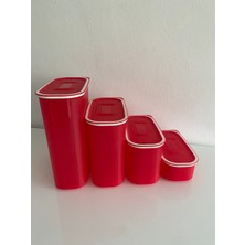 Tupperware Oval Su 4lü Kırmızı Kuru Gıda Saklama