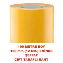 Çift Taraflı Şeffaf Sarı Bant 100 M. Uzunlukta 120 mm Eninde
