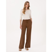 Pierre Cardin Kadın Kahverengi Loose Fit Kanvas Pantolon 50318198-VR029