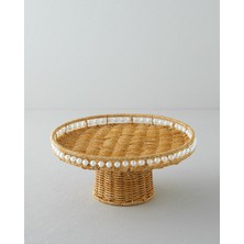 English Home Pearl Plastik Rattan Kek Standı 30 cm Açık Kahverengi