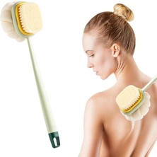 Yükseloğlu Store 2'si 1 Arada Çift Taraflı Uzun Saplı Fırçalı Banyo Vücut Sırt Fırçası Banyo Lifi