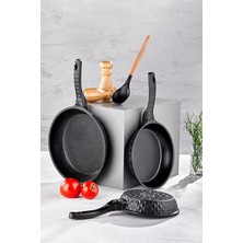 Bella Döküm 3'lü Tava Seti Siyah 20 cm / 24 cm / 28 cm TAC-8066
