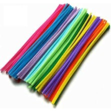 Yükseloğlu Store 100 Adet, Renkli Şönil, Tüylü Tel, 30 Cm, Eğitici Şönil Seti, Peluş Tel