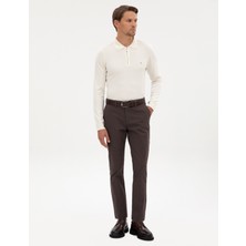 Pierre Cardin Erkek Koyu Kahverengi Slim Fit Kanvas Pantolon 50317228-VR084