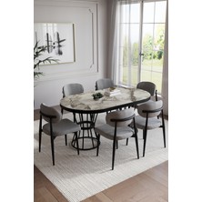 Yaprak Mutfak Yemek Masası Takımı 6 Kişilik Yuvarlak Mutfak Masası Takımı Mutfak Masa Sandalye Takım