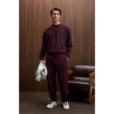 Grimelange VIENTO Erkek Bisiklet Yaka Uzun Kollu Regular Fit Bordo Sweatshirt