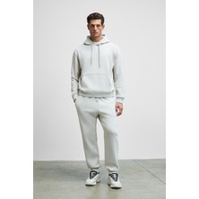 Grimelange MARSHALLHOODIE Erkek Pamuklu İçi Polarlı Nakışlı Relaxed Gri Eşofman Takımı