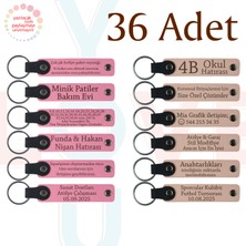 Miawiki Pembe & Pudra, 36’li Set, Isim Yazılabilir Deri Anahtarlık, Aile Tatillerine Küçük Hediye