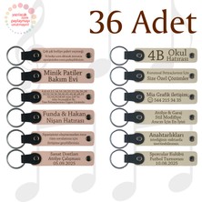 Miawiki Pudra & S Kahve, 36’lı Set, Isim Yazılabilir Deri Anahtarlık, Fitness Ekibine Motivasyon Hediyesi