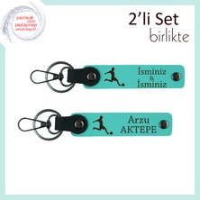 Miawiki Futbol Temalı Erkek Kardeşe Spor Hediyesi, Kalıcı Deri Anahtarlık Takımı, Turkuaz-Turkuaz