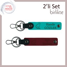 Miawiki Kedili Yaşam Tarzını Sevenlere, Pati Temalı, Kişisel Anahtarlık Seti, Koyu Turkuaz-Bordo