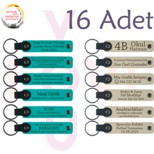 Miawiki K Turkuaz & S Kahve, 16’lı Set, Isim Yazılı Anlamlı Deri Hediyelik, Kamp Gezisi Ekibine Veda Anısı