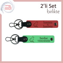 Miawiki Minnoşlara Duygusal Anı, Kedili Temalı, Kişisel Yazılı Anahtarlık, Nar Çiçeği-Fıstık Yeşil