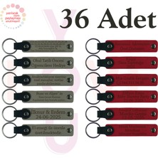 Miawiki Kül Gri & Kırmızı, 36’lı Set, Isim Yazılabilir Deri Anahtarlık Bisiklet Takımına Motivasyon Hediyesi