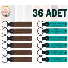 Miawiki A Kahve & Koyu Turkuaz, Yaz Kampı Ekibine Anlamlı Hediye, 36’lı Set, Kişisel Mesajlı Deri Anahtarlık