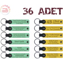 Miawiki Yeşil & Sarı, Nişan Törenine Katılanlara Sürpriz, 36’lı Set, Isim Yazılabilir Deri Anahtarlık