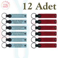 Miawiki G Mavi & Kırmızı, 12’li Set, Kişiye Özgü Deri Hatıra Anahtarlık, Dönem Sonu Anısı Olarak Hazırlanan