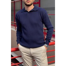 İnpool Erkek, Old Money Culture, Çizgi Görünümlü, Polo Yaka, Triko Kazak PLTK10