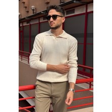 İnpool Erkek, Old Money Culture, Çizgi Görünümlü, Polo Yaka, Triko Kazak PLTK10