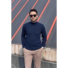 İnpool Erkek, Old Money Culture, Yarım Balıkçı Yaka, Yünlü, Saç Örgü, Kışlık Kazak PLTK11