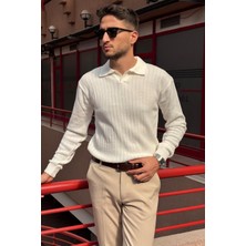 İnpool Erkek, Old Money Culture, Çizgi Görünümlü, Polo Yaka, Triko Kazak PLTK10