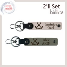 Miawiki Denizle Bağını Simgeleyen Anahtarlık, Çapa Deseniyle Kişisel Hediyelik Set, Pudra-Kül Gri