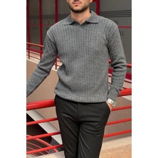 İnpool Erkek, Old Money Culture, Çizgi Görünümlü, Polo Yaka, Triko Kazak PLTK10