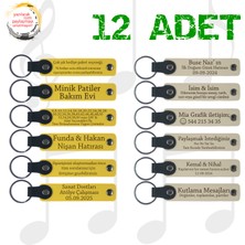 Miawiki Sarı & Sütlü Kahve, 12’li Set, Kişiye Özgü Yazılı Deri Hatıra, Bebek Mevlüdüne Anlamlı Armağan