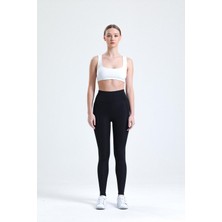 Siyah Yüksek Bel Sıkılaştırıcı Toparlayıcı Dalgıç Kumaş Spor Günlük Tayt