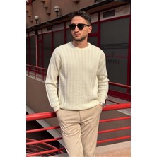 İnpool Erkek, Old Money Culture, Saç Örgü, Yün Karışımlı, Bisiklet Yaka Kazak PLTK10