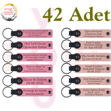 Miawiki Pembe & Yavru Ağzı, 42’li Set, Kişisel Yazılı Deri Hatıra Anahtarlık, Ingilizce Öğretmeninden Hediye