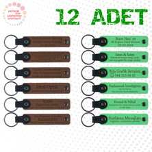 Miawiki A Kahve & Fıstık Yeşili, Tüm Aile Bireylerine Özel Hediye, 12'li Set, Kişiye Özel Yazılı Anahtarlık