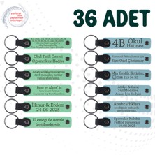 Miawiki Yeşil & Gök Mavi, Judo Takımına Motivasyon Hediyesi, 36’lı Set, Isim Yazılabilir Deri Anahtarlık