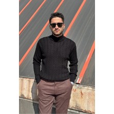 İnpool Erkek, Old Money Culture, Yarım Balıkçı Yaka, Yünlü, Saç Örgü, Kışlık Kazak PLTK11