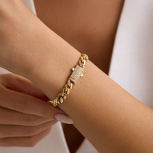 Sembol Gold Altın Gurmet Bileklik İtaly Kilit 19 cm En 7 mm