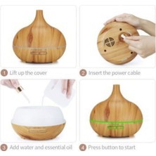 Auhma Aromatherapy Diffuser 7led Açık Kahve