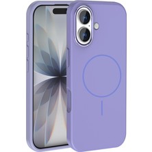 Mastersonic iPhone 17 Kılıf M-Safe Şarj Özellikli Metal Kamera Çerçeveli Mtsc Edi Silikon Kapak - Lila