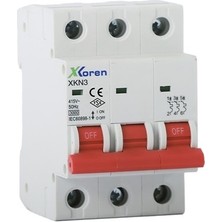 Xkoren XKN03-3-C040 ,3-Faz C-40A/3KA Otomatik Sigorta