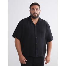 Lc Waikiki Yeni Sezon Büyük Beden Resort Yaka Kısa Kollu Müslin Erkek Gömlek