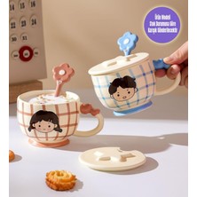 Giftmoda Pastel Kareler Temalı Seramik Kupa