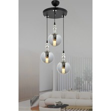 Esslight Toros 3’lü Sarkıt Avize – Füme Glob Camlı Modern Dekoratif Aydınlatma